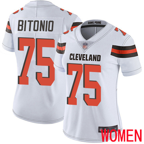 Cleveland Browns Joel Bitonio Women White Limited Jersey #75 NFL Football Road Vapor Untouchable